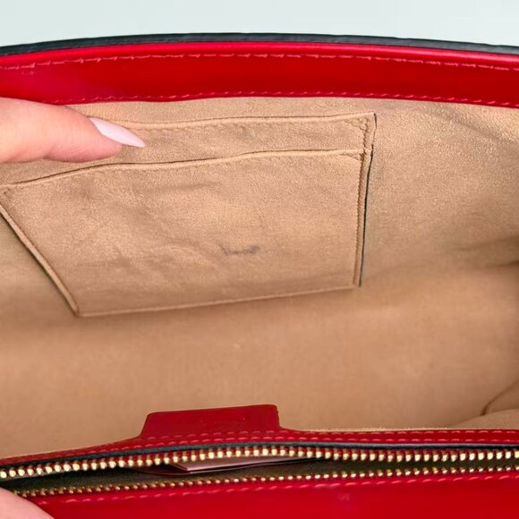 Gucci GG Logo Red Leather Printed Large Padlock Shoulder Bag with Gold Hardware - Picture 10 of 10